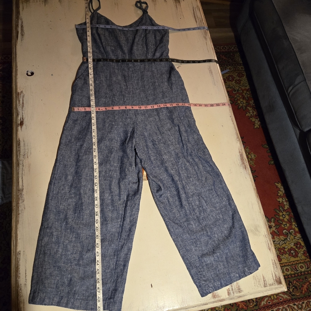 Old Navy Indigo Blue Linen Blend Jumpsuit Size Medium - Picture 12 of 17
